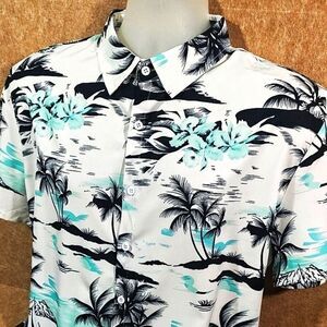 Vacation Palm Short Sleeve Button Up Shirt Mens Large #1